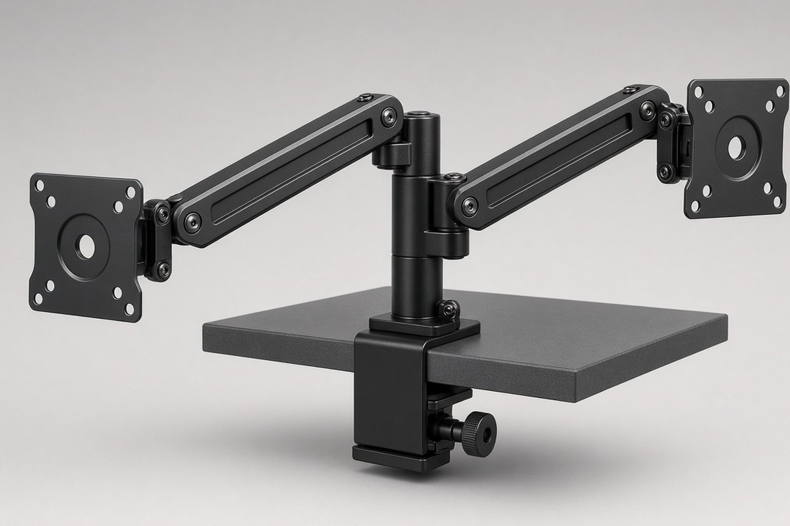 HUANUO FlowLift Dual Monitor Stand, Fully Adjustable Desk Mount for 13–32″ Screens — two screens side by side for multitasking