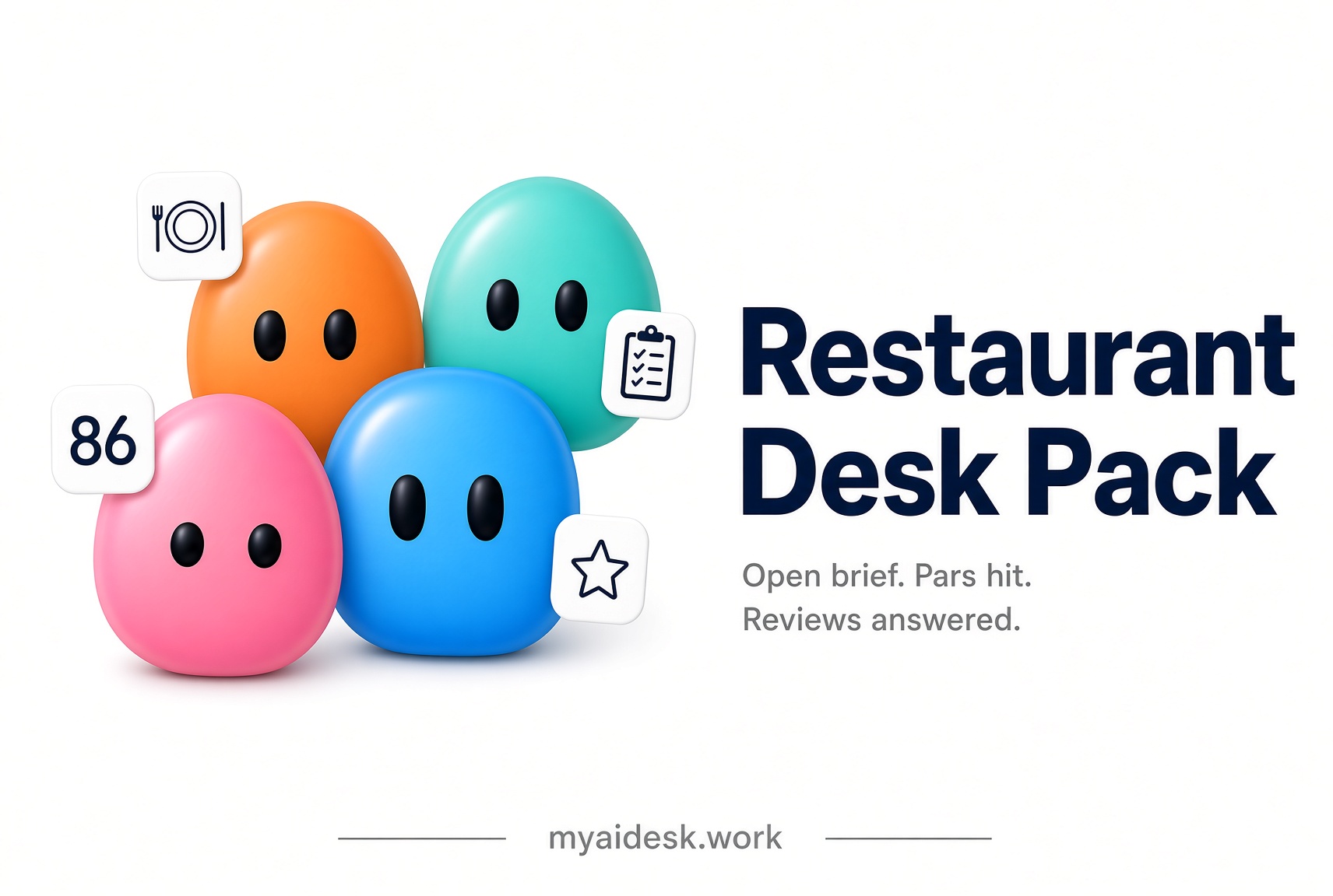 Restaurant Desk Pack illustrated characters